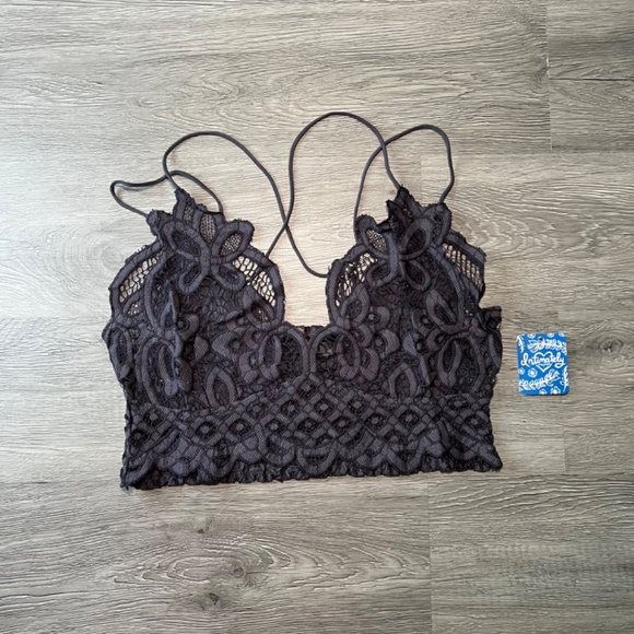 Free People Adella Bralette, Charcoal Gray ,  Sz Medium (NWT) - Picture 2 of 7